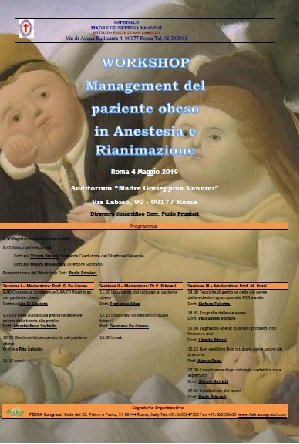 Workshop 04 Maggio 2019 Management del paziente obeso in Anestesia e Rianimazione