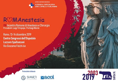 RomAnestesia 2019, Roma, Centro Congressi Lazzaro Spallanzani, 13-14/12/ 2019